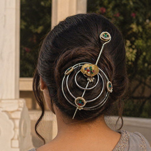 Jadau Kundan Hair Bun Cage-G741200