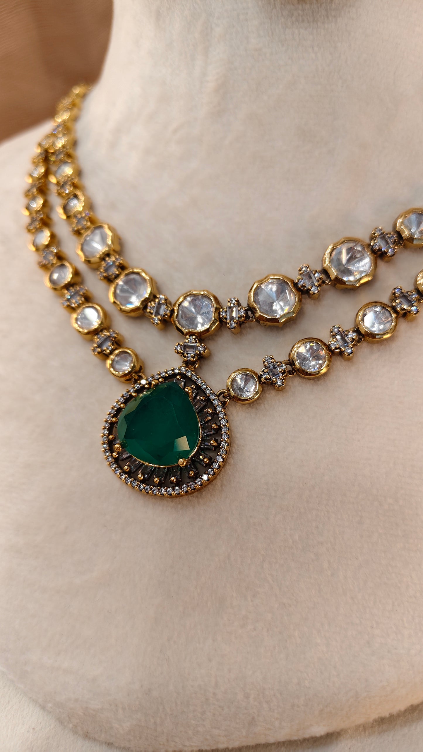 Moissanite Emrald Necklace Set-G425400