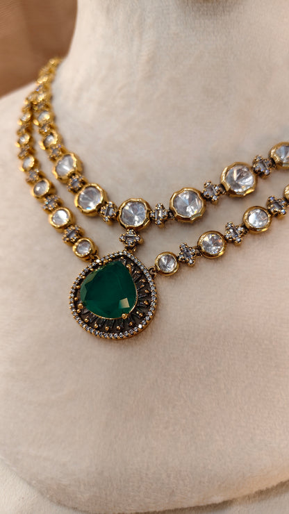 Moissanite Emrald Necklace Set-G425400