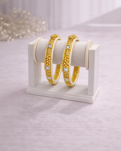 Ivory Gold Traditional Ghungroo Bangle-G351200