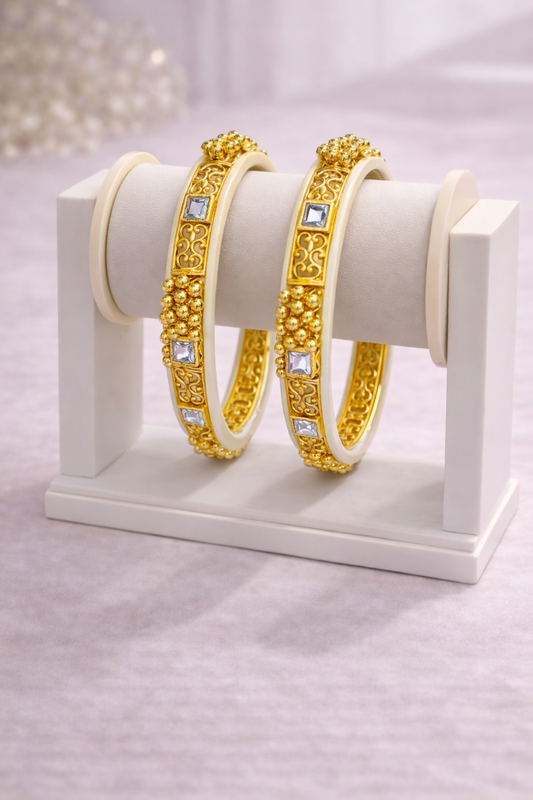 Ivory Gold Traditional Ghungroo Bangle-G351200