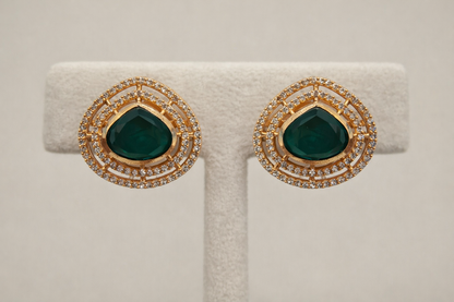 Emerald & Uncut Mossonite Necklace Set