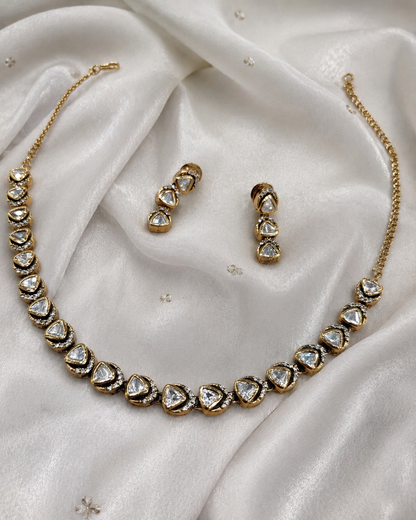 moissanite Gold-Tone Necklace Set-G422800