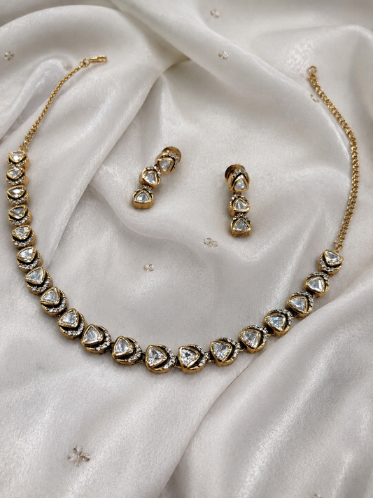 moissanite Gold-Tone Necklace Set-G422800