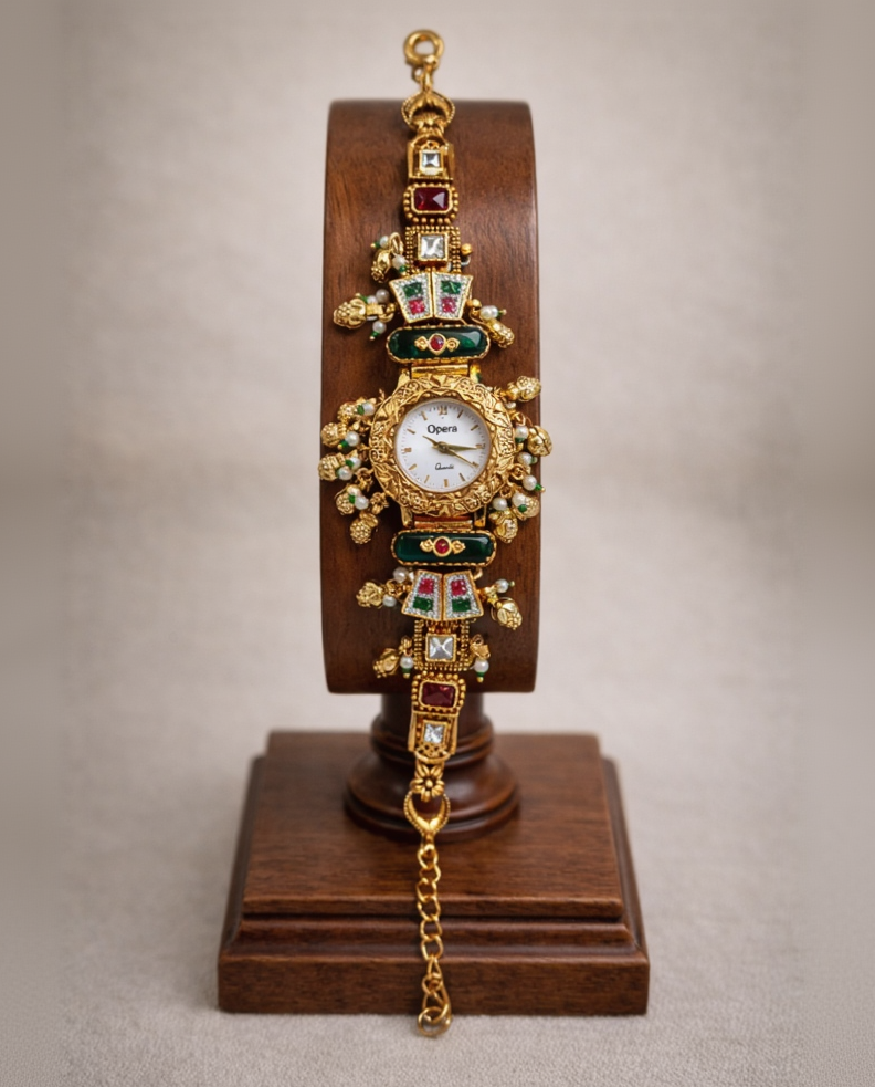 Heritage Kundan Stone & Pearl Bracelet Watch-G353800