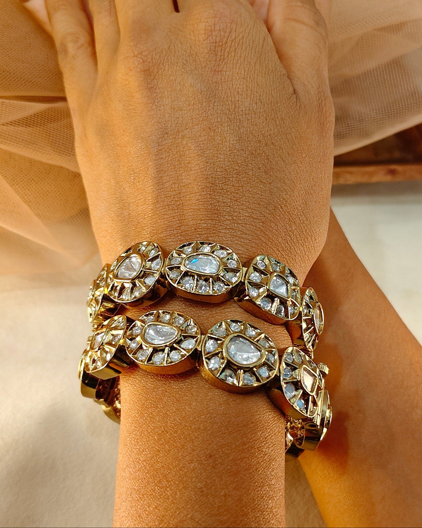 Polki Kundan Bangle Set(Set of 2)-G757100