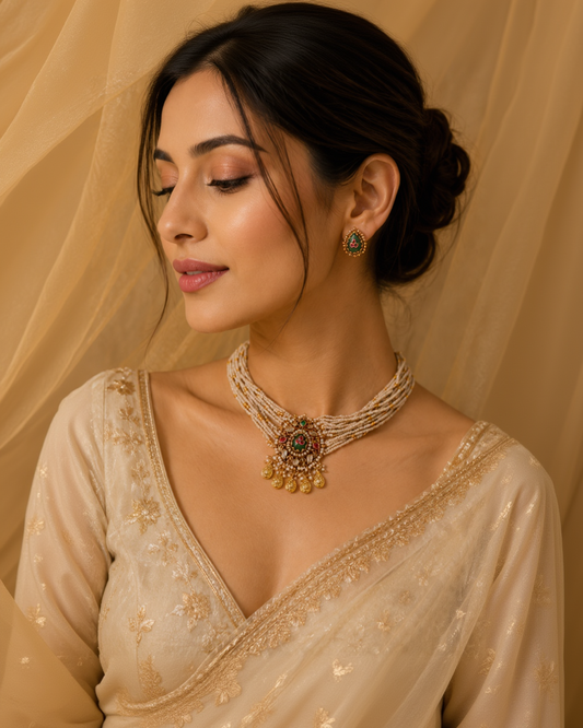 Jadau Choker Necklace Set-G453200