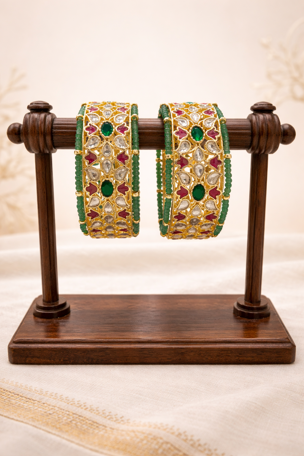 Handcrafted Jadau Kada Bangles(Set of 2)