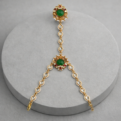 Emerald Green & Kundan Paachi Hathphool-G352300