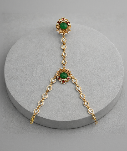Emerald Green & Kundan Paachi Hathphool-G352300