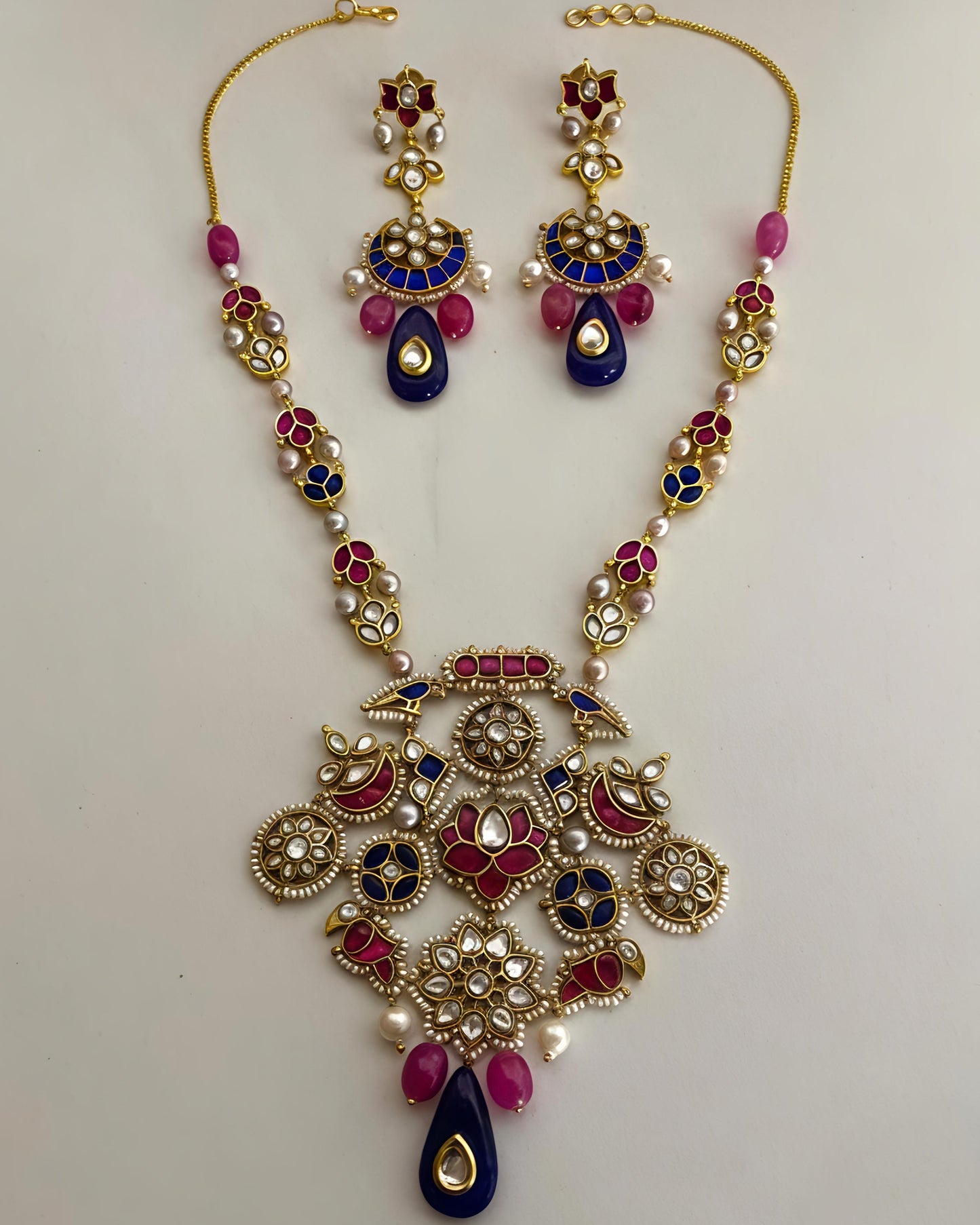 The Royal Lotus Meenakari Kundan Set-G3510800
