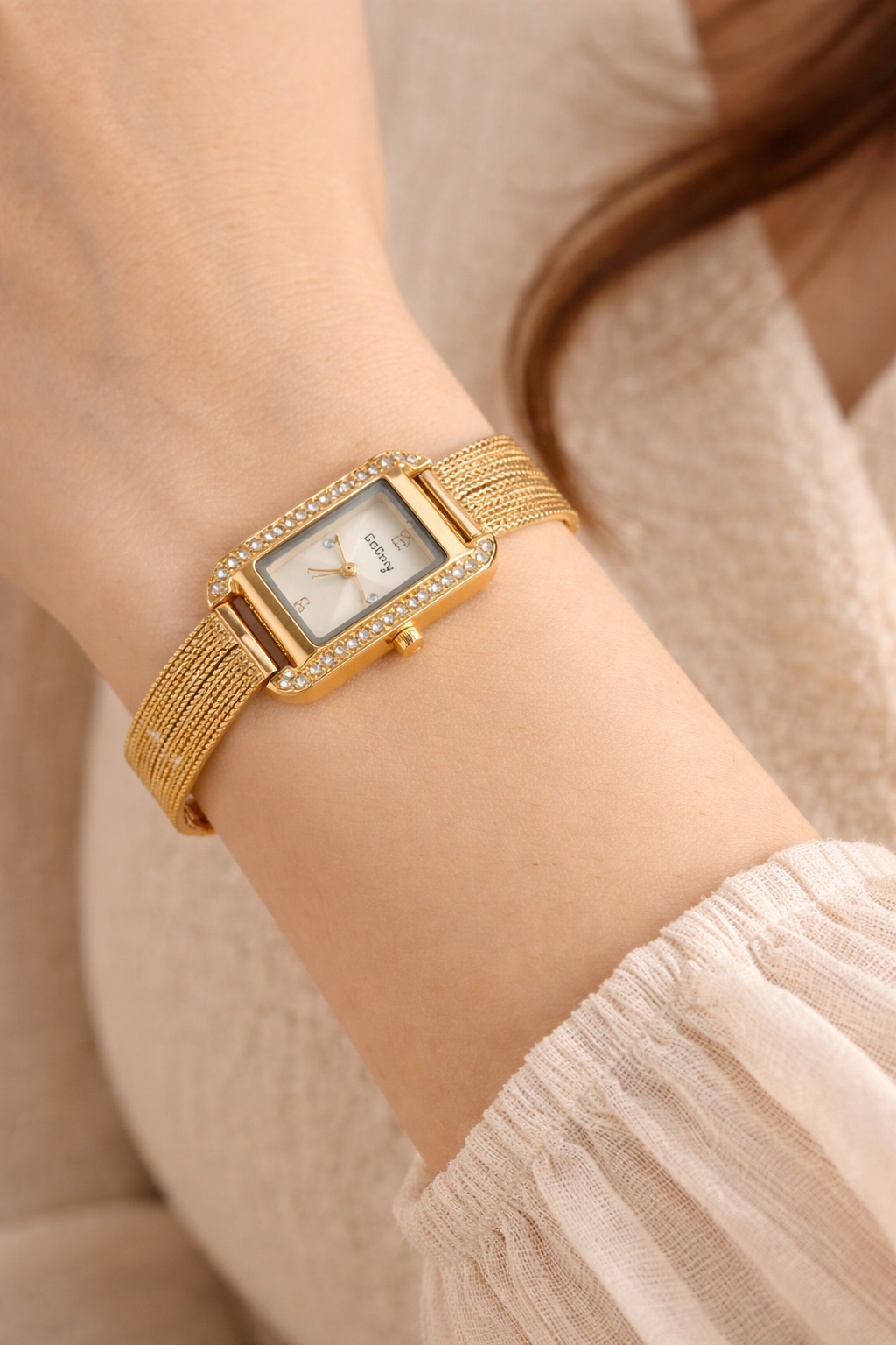 Stainless steel Gold Square Watch-G351200
