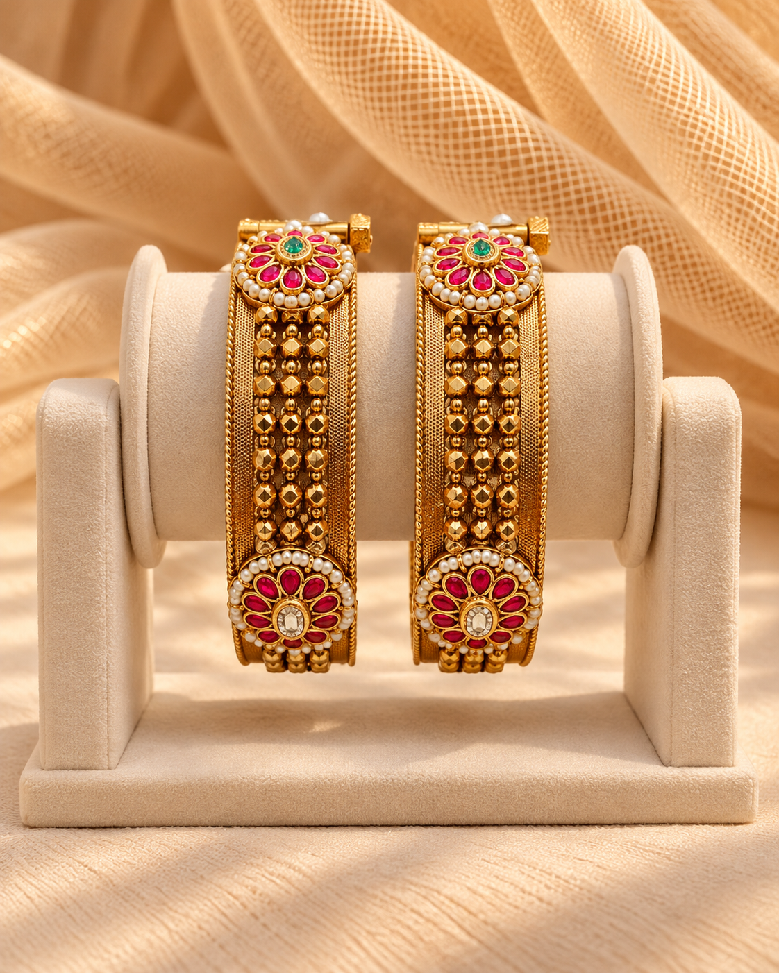 Gold plated Haritage Bangles(Set of 2)-02163