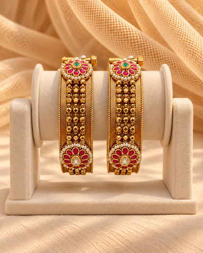 Gold plated Haritage Bangles(Set of 2)-02163