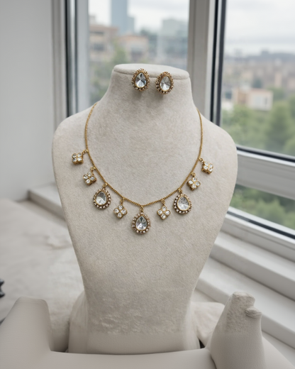 Moissanite Kundan Charm Necklace Set-G351800