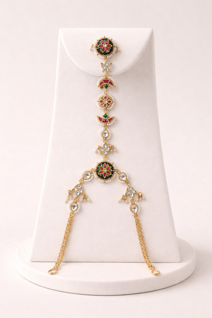 Pachi Kundan Floral Hath phool