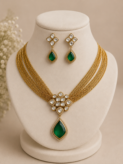 Ruby & Uncut Polki Necklace Set-G755000