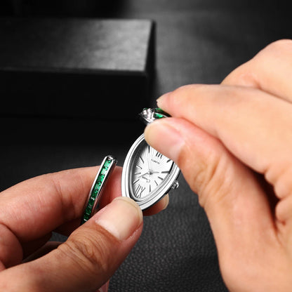 Luxury Emerald Green Crystal Snake Bracelet Watch for Women-G35800