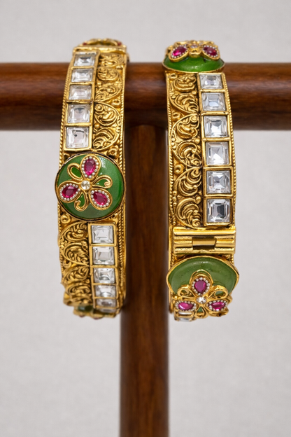 Heritage Mint Green Bangles (Set of 2)