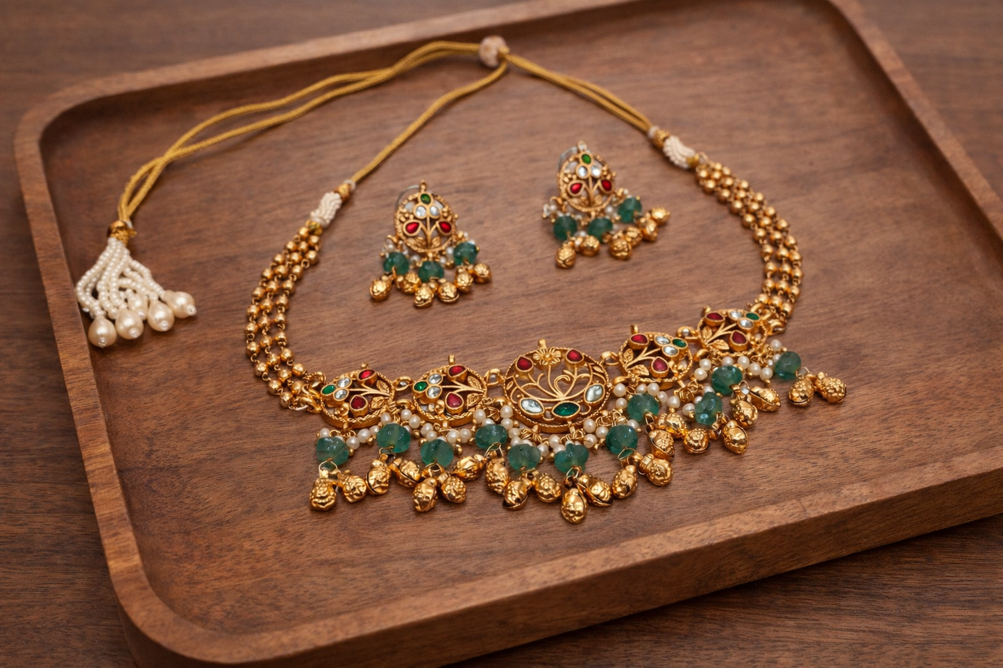 Jadav Heritage Matt Gold Plated Necklace Set