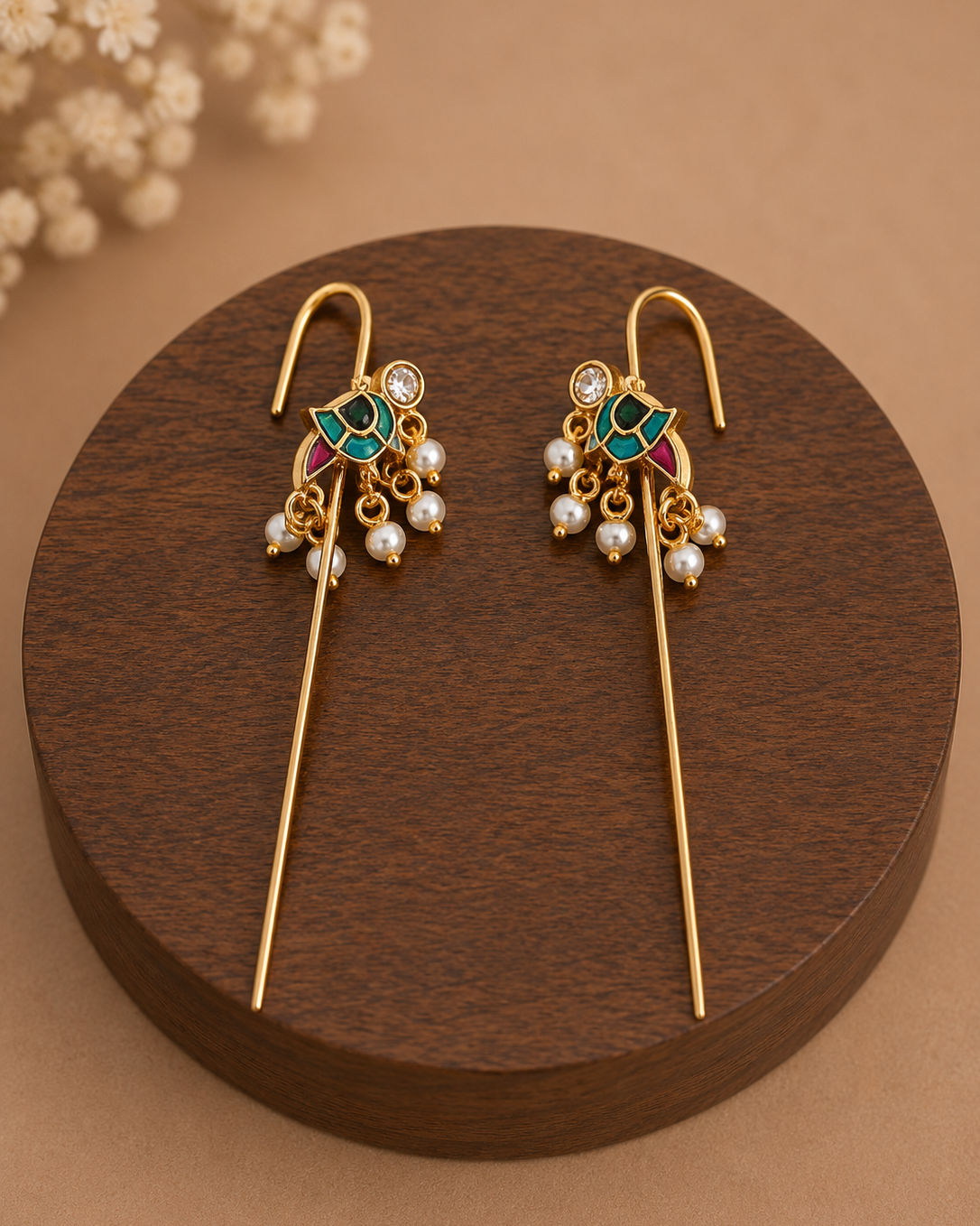 Jaduu kundan Needle Ear Cuffs-G351100