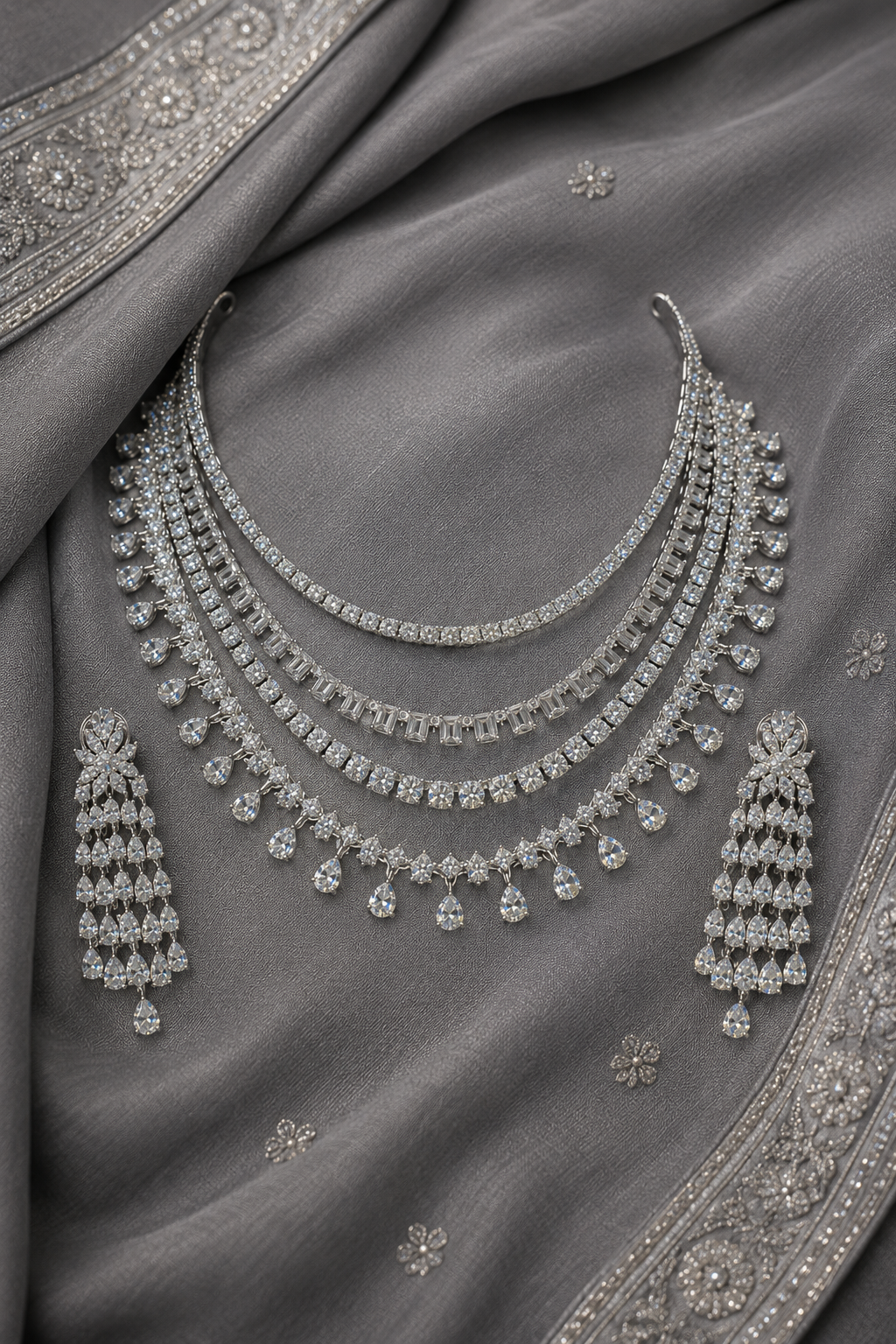 Radiant Tiered Diamond Statement Necklace-G75