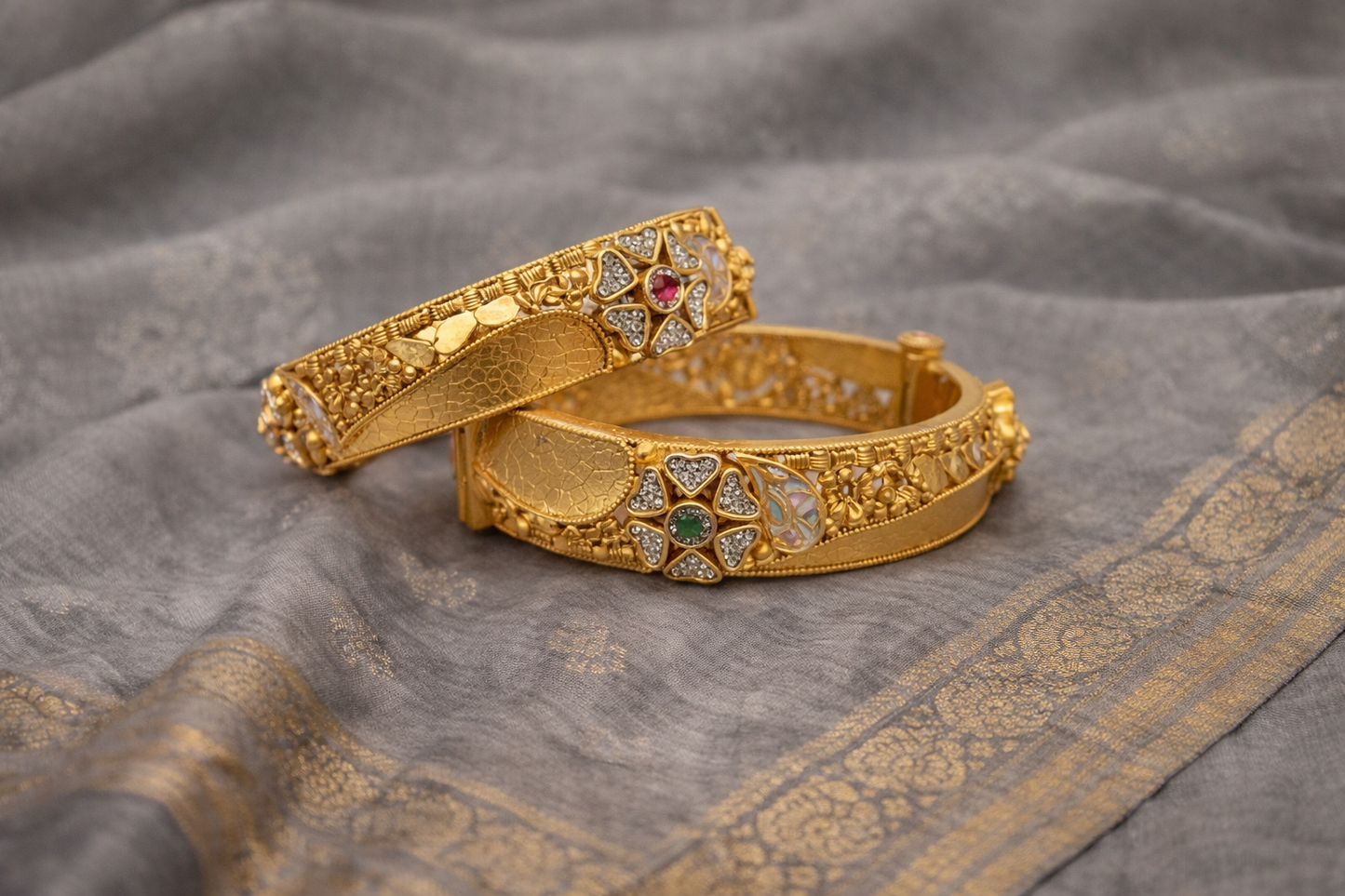 Heritage Gold Plated Bangles(Set of 2)