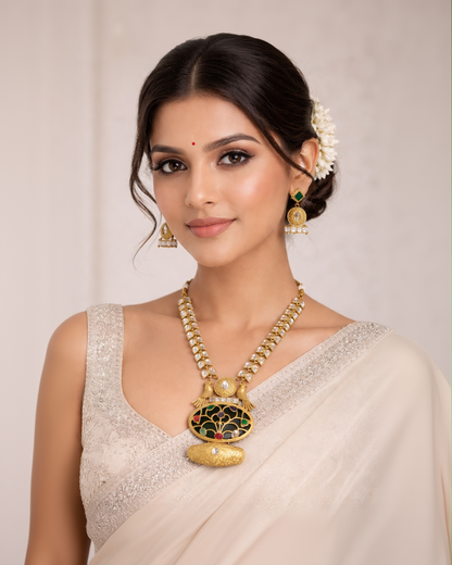Vintage-Fusion Kundan Polki Necklace Set-G351700
