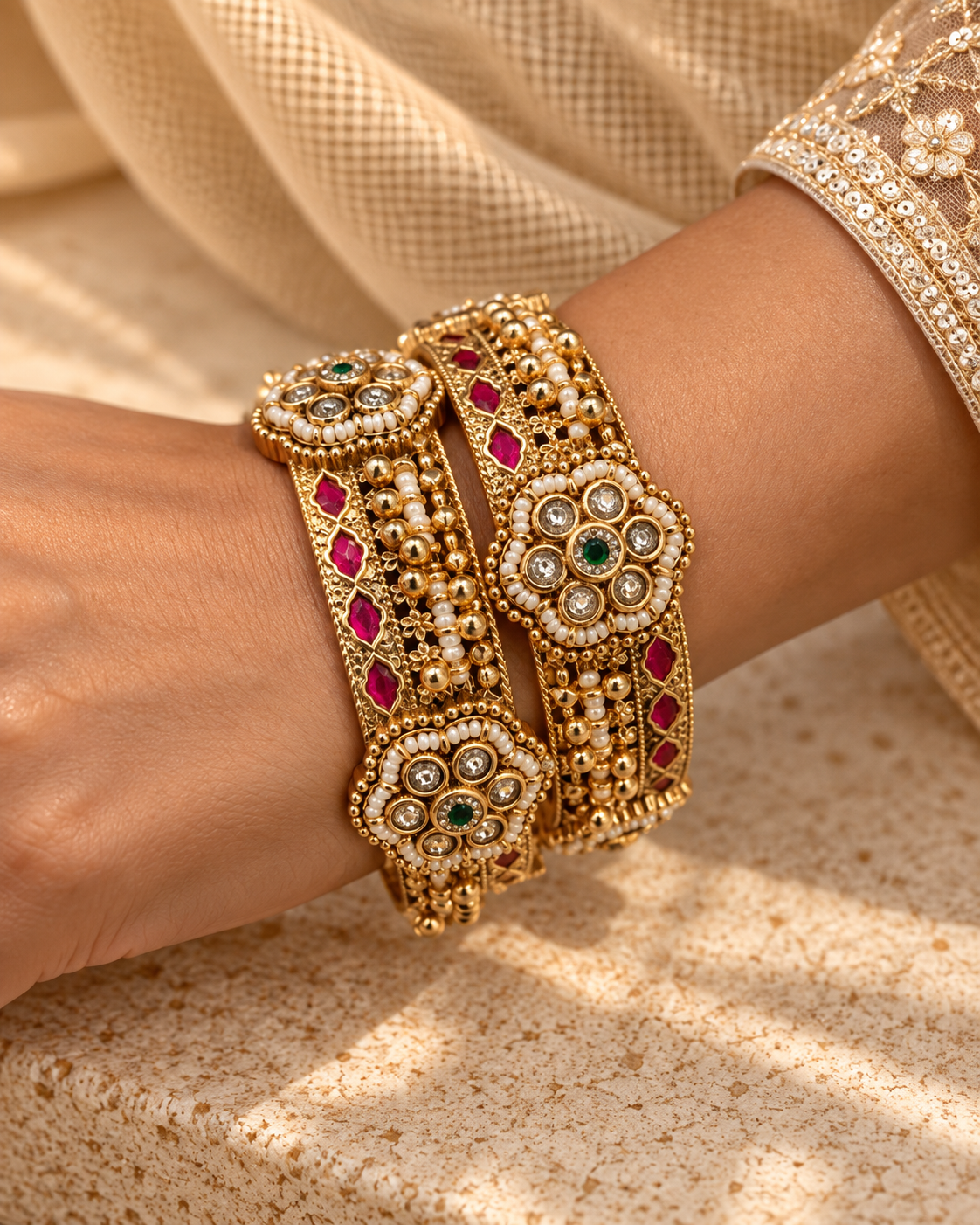 Gold plated Haritage Bangles(Set of 2)-02165