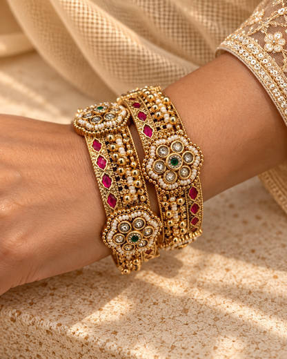 Gold plated Haritage Bangles(Set of 2)-02165