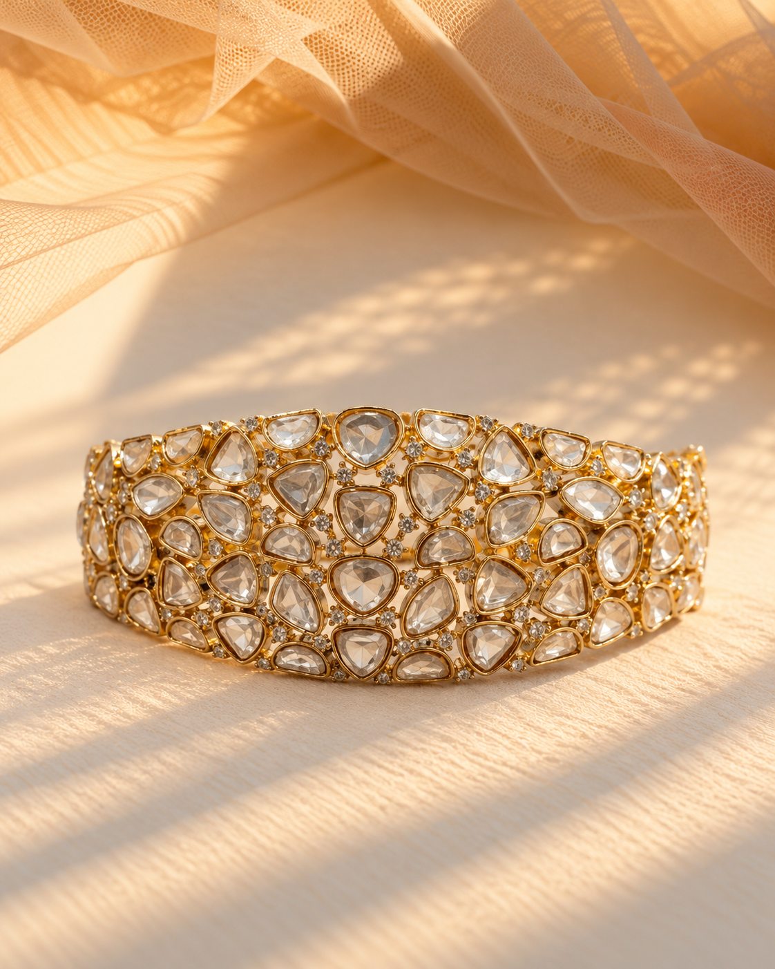 Moissanite Broad Openable Bangle Cuff
-KD2327