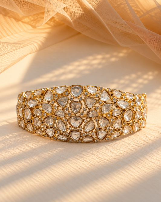 Moissanite Broad Openable Bangle Cuff
-KD2327