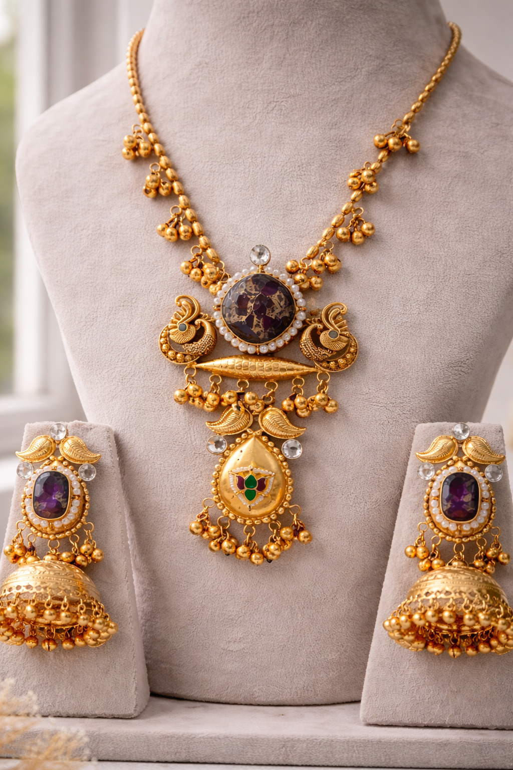 Fusion Navratri Special Gold Plated Necklace Set-G352700