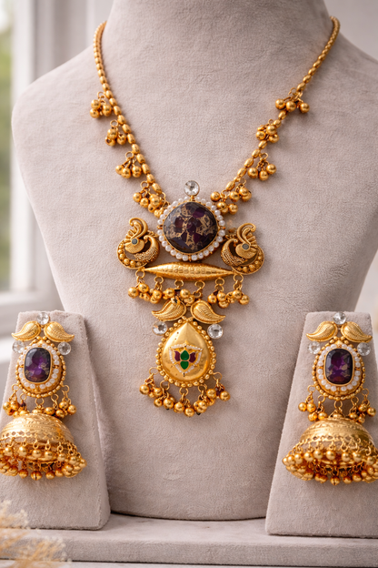 Fusion Navratri Special Gold Plated Necklace Set-G352700