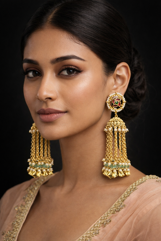 Heritage Jadav Gold-Plated   Jhumka Earrings-G352000
