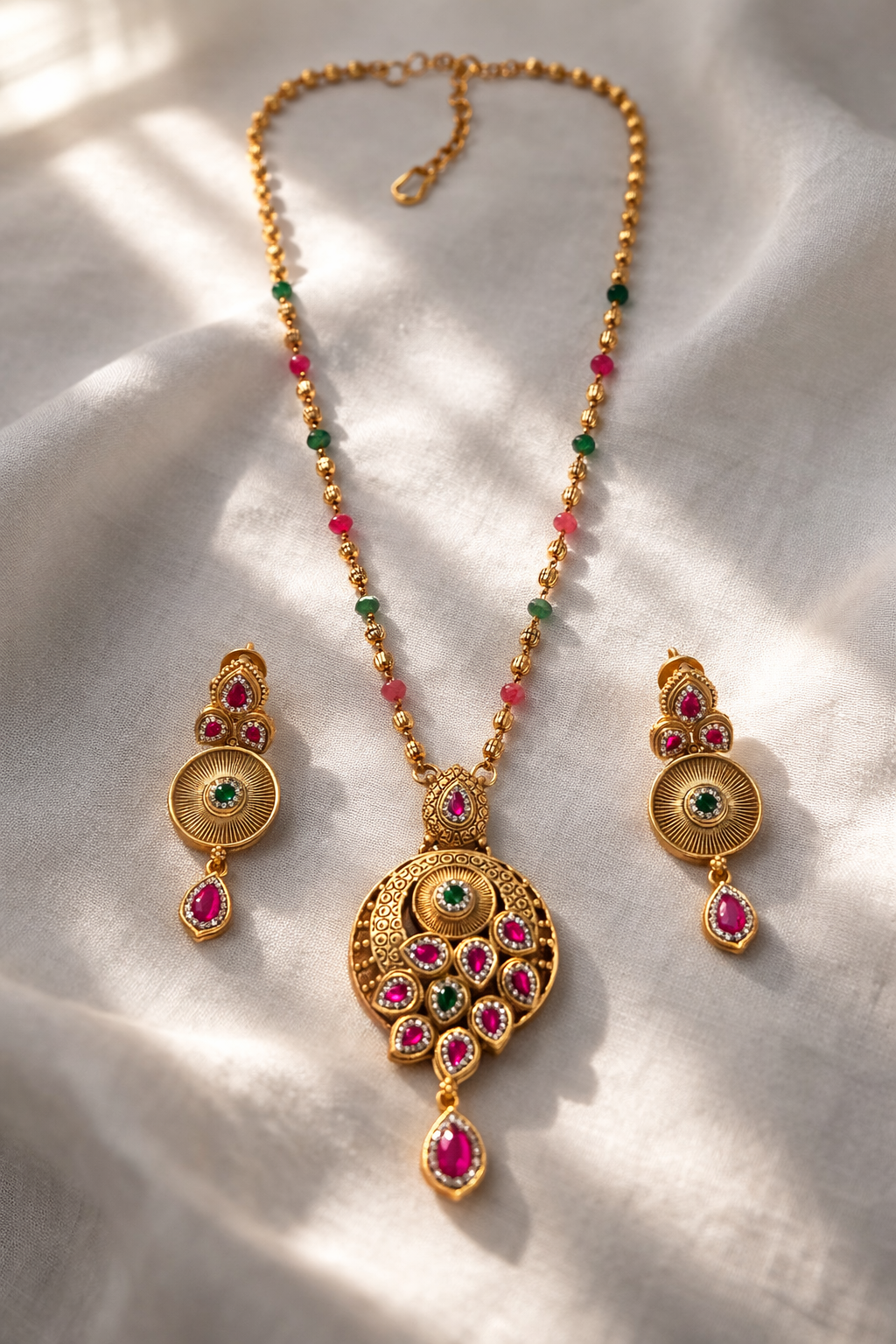 Gold-Plated Long Pendant Set