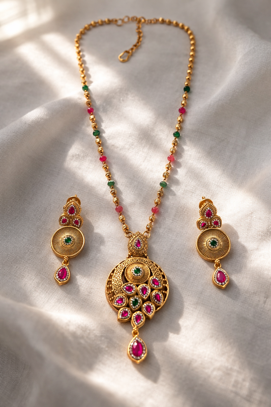 Gold-Plated Long Pendant Set