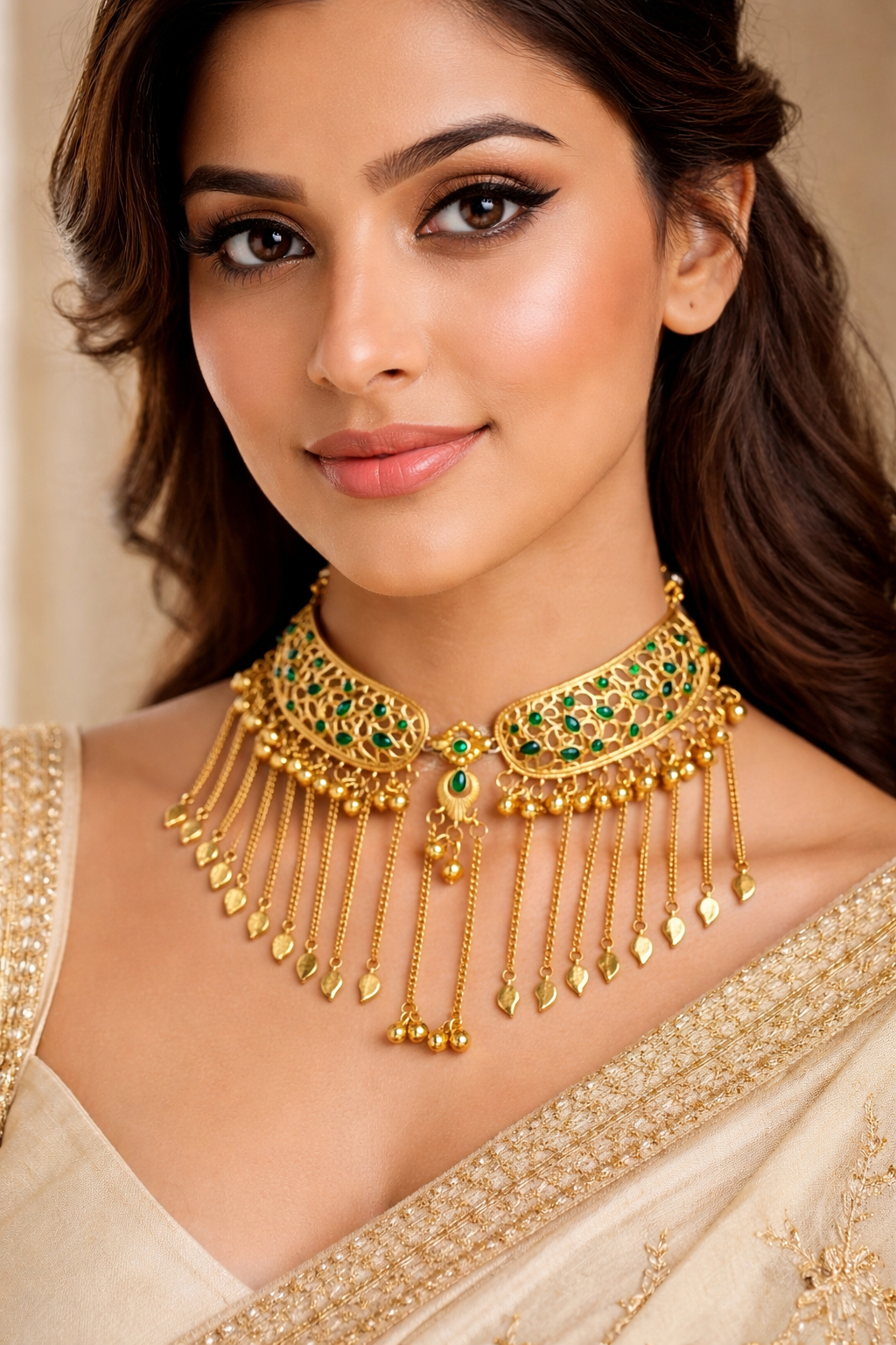 Gold Plated Jhalar Choker Necklace Set.-G352300