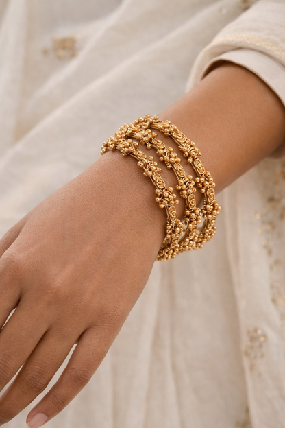 Gold Plated Ghoongharu Bangles(Set of 4)