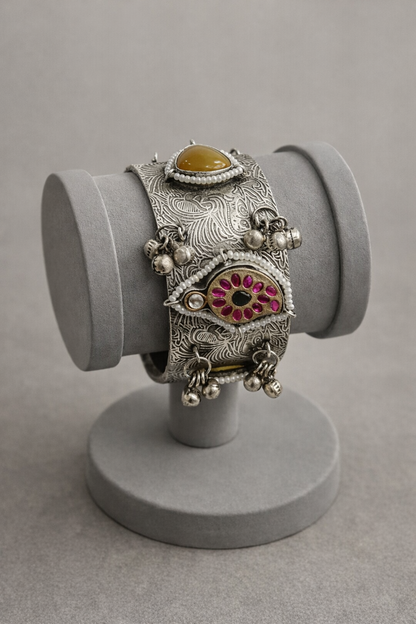 Oxidized Silver Bangles Kada/Cuff-G351400