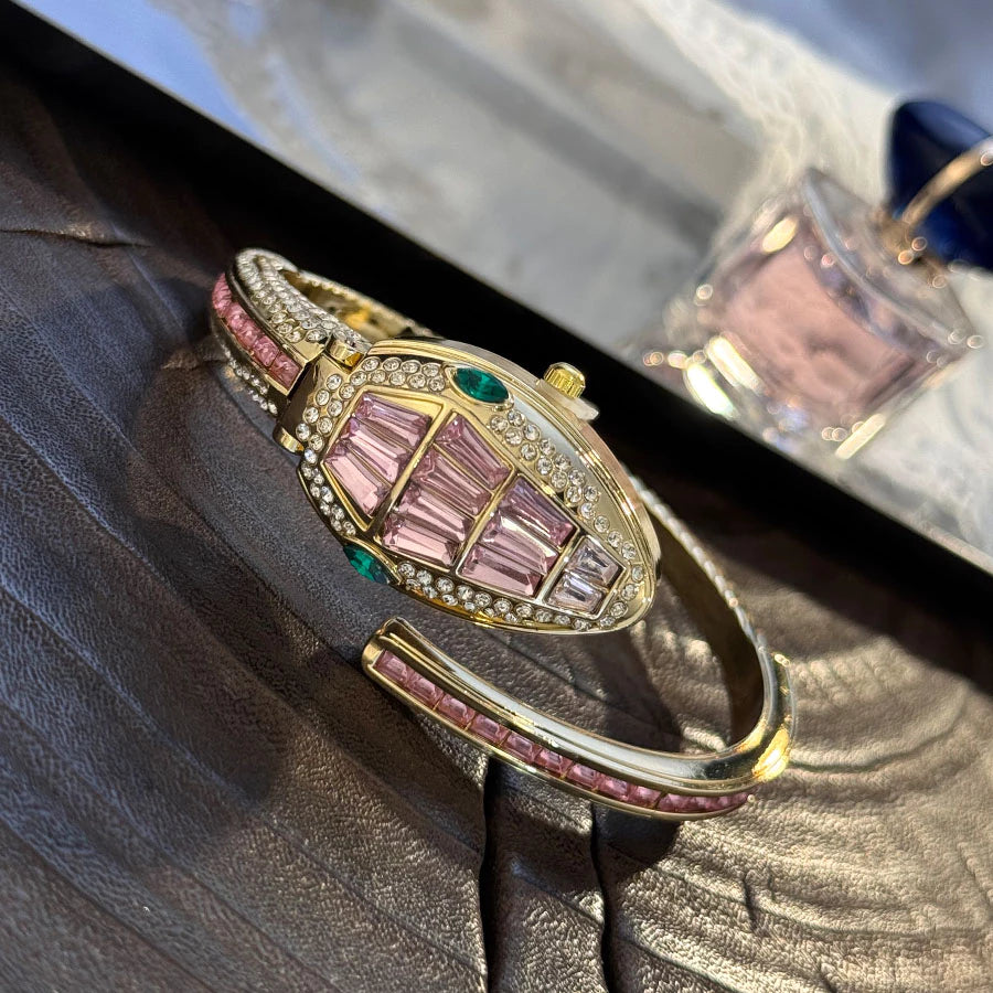 Luxury Emerald Green Crystal Snake Bracelet Watch for Women-G35800