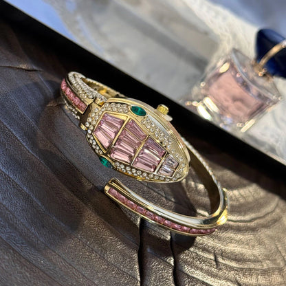 Luxury Emerald Green Crystal Snake Bracelet Watch for Women-G35800