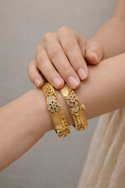 Heritage Gold Plated Bangles(Set of 2)