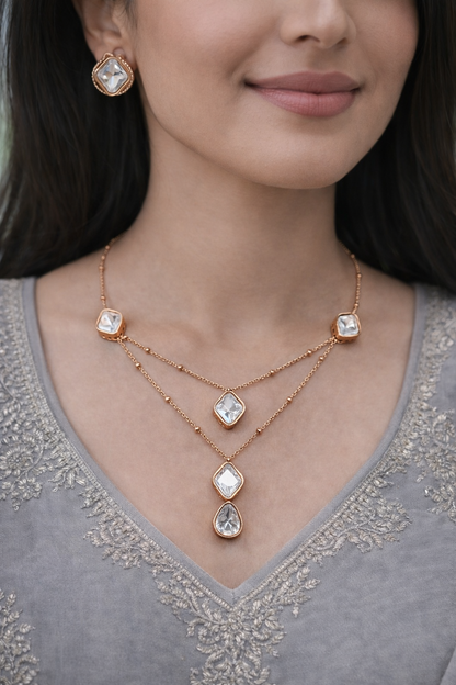 Square Mossonite Necklace Set