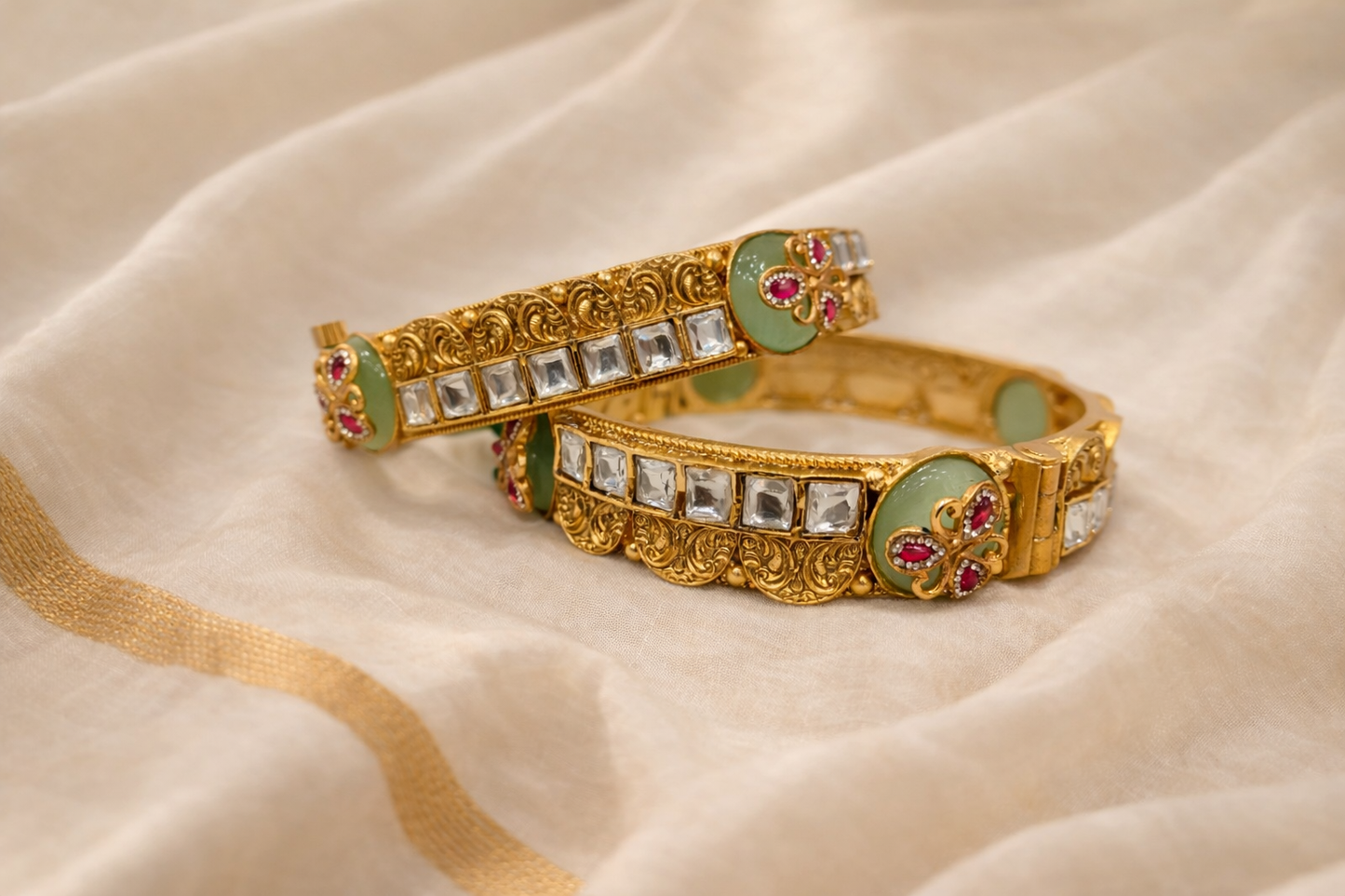 Heritage Mint Green Bangles (Set of 2)