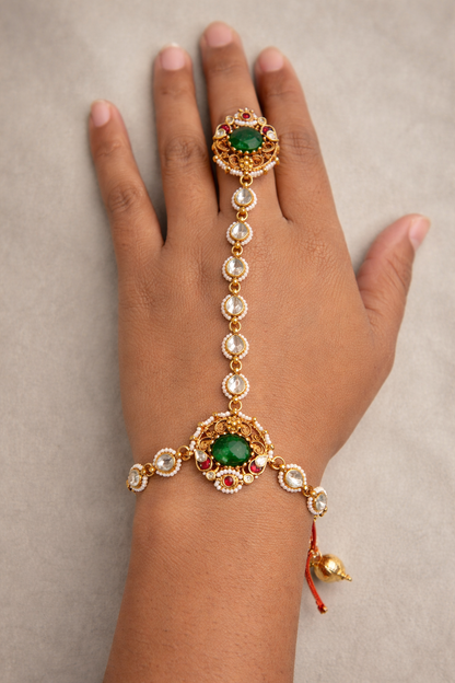 Emerald Green & Kundan Paachi Hathphool-G352300