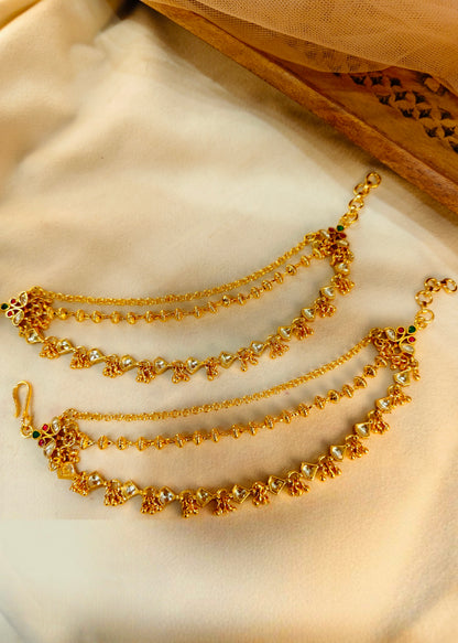 Gold Plated white Jadau Kansar(Pair)-G352800