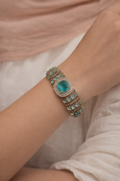 The Aquamarine Empress Bangle Bracelet