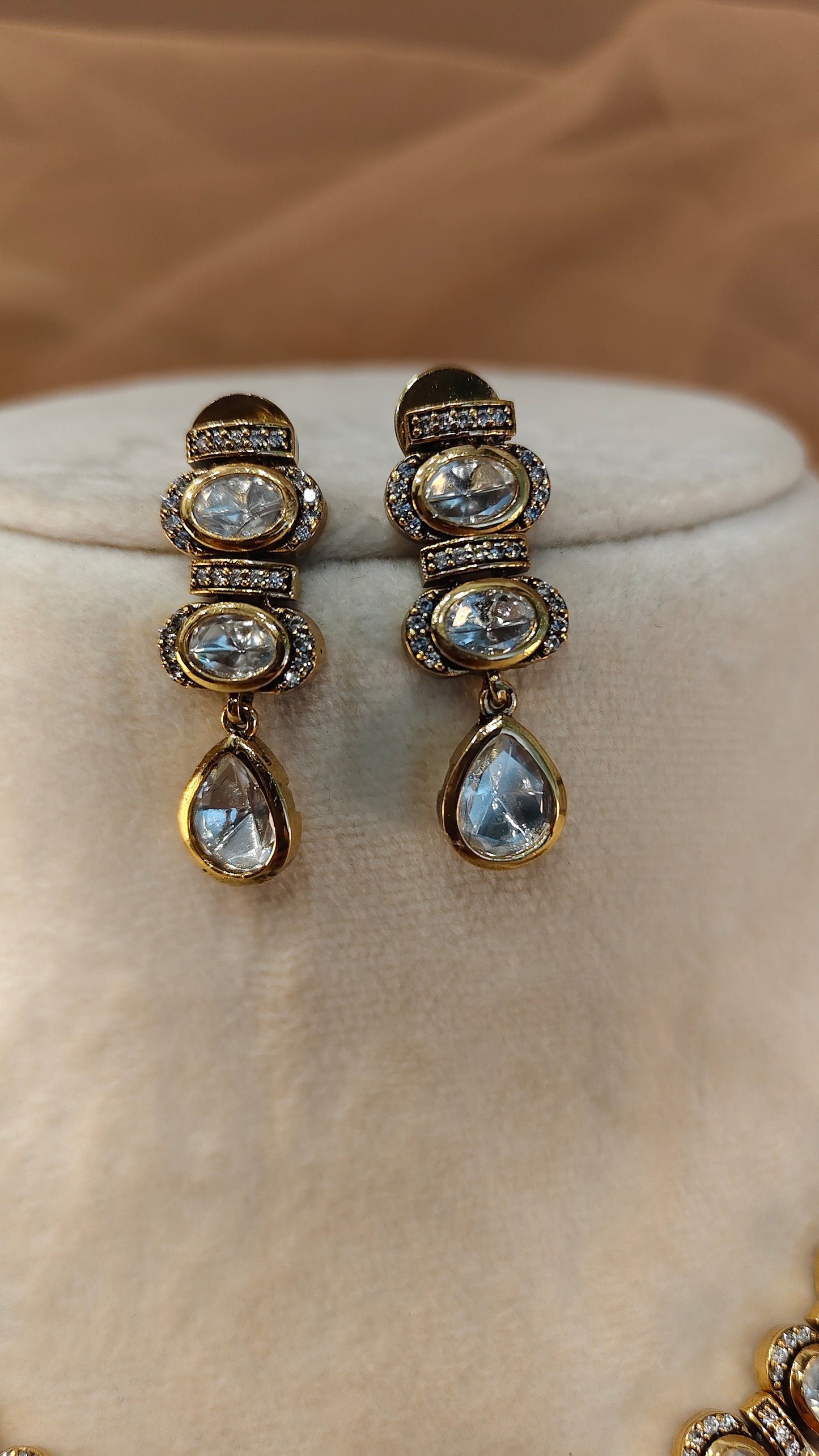 Moissanite Gold-Tone Necklace Set-G423500