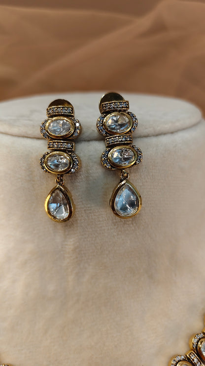 Moissanite Gold-Tone Necklace Set-G423500